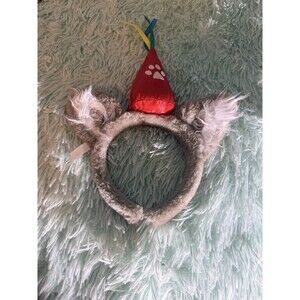 Great Wolf Lodge Headband Birthday Party Hat Plush Gray Fur Ears